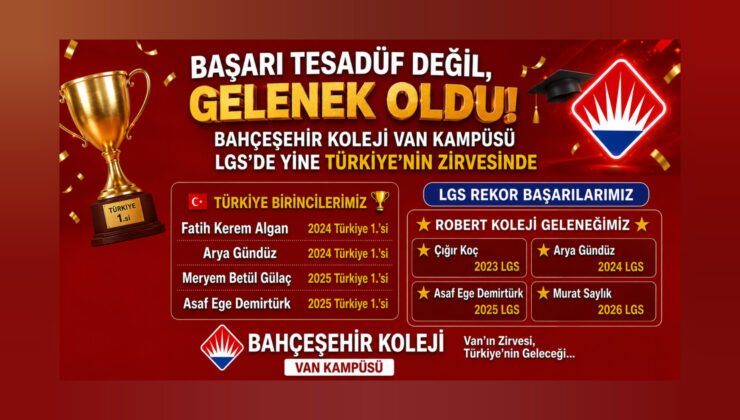 Başarı Tesadüf Değil, Gelenek Oldu! Bahçeşehir Koleji Van Kampüsü LGS’de Yine Türkiye’nin Zirvesinde