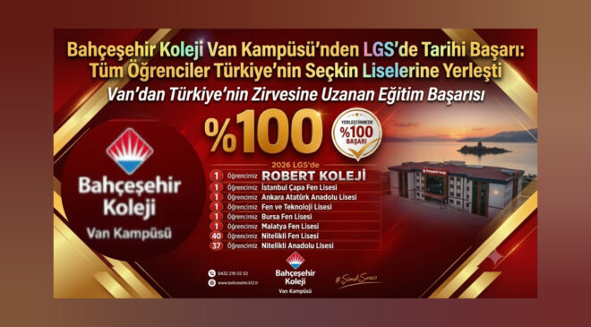 Bahçeşehir Koleji Van Kampüsü’nden LGS’de Tarihi Başarı: Tüm Öğrenciler Türkiye’nin Seçkin Liselerine Yerleşti