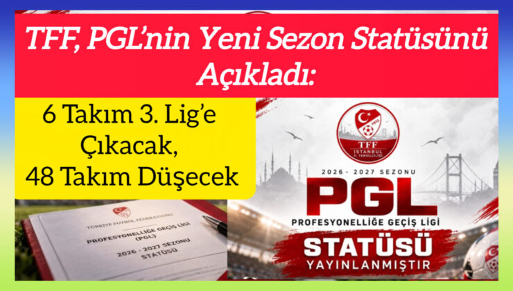 TFF, PGL’nin Yeni Sezon Statüsünü Açıkladı: 6 Takım 3. Lig’e Çıkacak, 48 Takım Düşecek